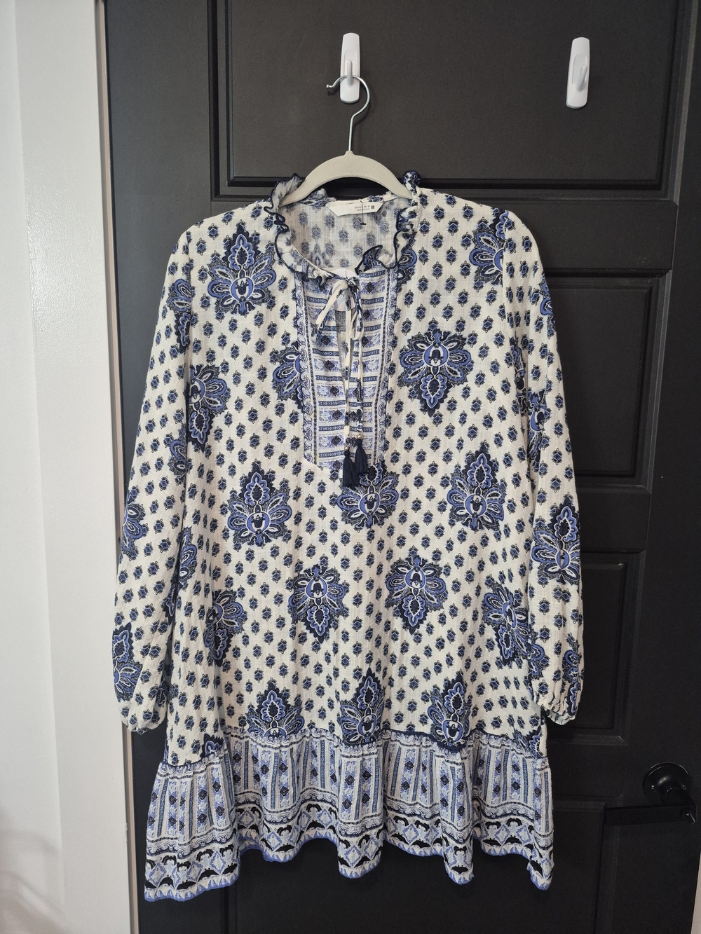 Zara Blue And White Long Blouse Tunic